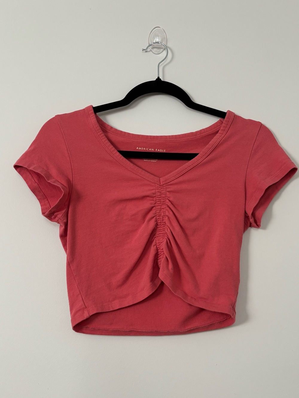 American Eagle Women's Ruched Front Cinched Baby Tee Crop Top Size M
